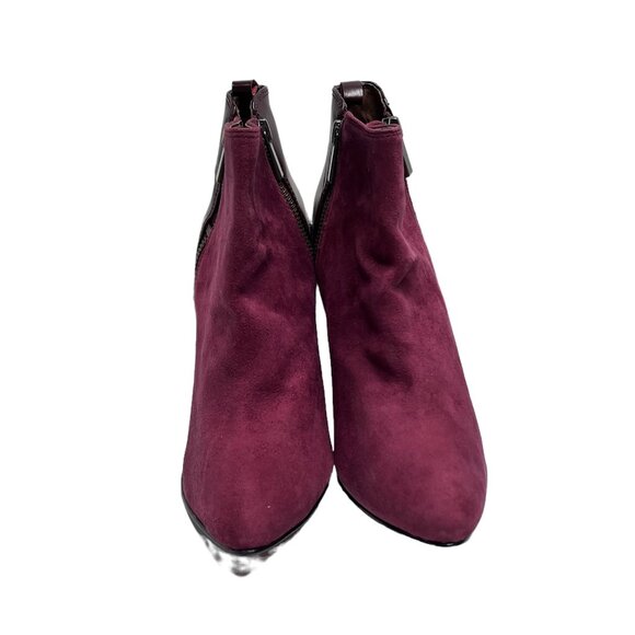 💥FINAL SALE 💥 NWT Halogen Cranberry Suede/Leather Heeled Ankle Boots Sz 7.5M - Picture 3 of 8